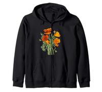 Amapolas naranjas flores silvestres de California Vector Art Sudadera con Capucha