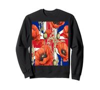 Amapolas rojas con fondo de la bandera británica Sudadera