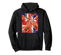 Amapolas rojas con fondo de la bandera británica Sudadera con Capucha