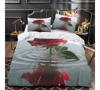 Amapolas rojas Funda de Edredón Juego de 3 Piezas Diseño 3D Cierre de Cremallera Oculta incluye Fundas de Almohada Antibacteriana Acuarela floral Funda Edredon for Ancianos Super king（260x220cm）