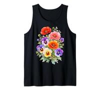 Amapolas Rojas Pensamientos Multicolores Full Bloom Formas Mania Camiseta sin Mangas
