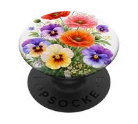 Amapolas Rojas Pensamientos Multicolores Full Bloom Formas Mania PopSockets PopGrip Adhesivo