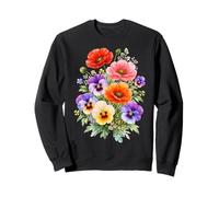 Amapolas Rojas Pensamientos Multicolores Full Bloom Formas Mania Sudadera