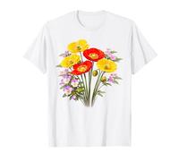 Amapolas Rojas y Amarillas y Pensamientos Full Bloom Shapes Mania Camiseta