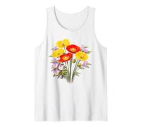 Amapolas Rojas y Amarillas y Pensamientos Full Bloom Shapes Mania Camiseta sin Mangas