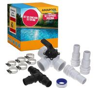 Amapool Kit de Bypass Piscina 12 piezas I Juego para calefacción de piscina y sistema de filtro de arena I Válvula de 3 vías piscina I Juego de conexión piscina