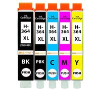 Amaprint 5 XL Cartuchos Compatible con HP 364 XL con PBK Photo-Negro para DeskJet 5445 5460 OfficeJet 7515 PhotoSmart 7510 7520 B8550 C5324 C5370 C5380 B410a B410c C309a y Otros