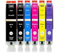 Amaprint 580 581 Cartuchos compatibles con Canon PGI-580 XXL CLI-581 XXL con Foto Azul para Pixma TS8150 TS8250 TS8350 TS8350a TS8351 TS8351a TS8352 TS8352a Multipack 6 Cartuchos de Tinta