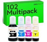 Amaprint Tinta compatibles con Epson 102 para EcoTank ET-4850 ET-2850 ET-2856 ET-3850 ET-4856 ET-15000 (4 Botellas de Tinta de 1x127ml, 3x70ml)