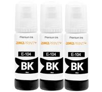 Amaprint Tinta Negro compatibles con Epson 104 para EcoTank ET-4800 ET-2871 ET-2870 ET-2862 ET-2861 ET-2811 (3 Botellas de Tinta de 3x70ml)