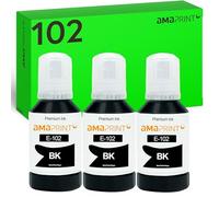 Amaprint Tinta Negro pigmentado compatibles con Epson 102 para EcoTank ET-4850 ET-2850 ET-2856 ET-3850 ET-4856 ET-15000 (3 Botellas de Tinta de 3x127ml)