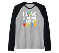 Amar a alguien Niños autistas Concientización sobre el autismo Hermanos Hermanas Camiseta Manga Raglan