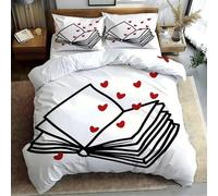 Amar Funda Nórdica Libro Juego de Cama de 3 Piezas Microfibra Juego de Funda de Edredon 200x220cm y 2 Fundas de Almohada 50x75cm, con Cremallera T1504
