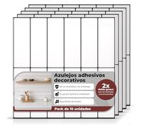 AMARA DECO - 10 Unidades Azulejos Adhesivos Cocina y Baño 30x30cm. Baldosas Adhesivas Pared con Efecto Azulejo 3D, Impermeables, Resistentes al Calor y Fáciles de Limpiar (Rect Blanco/Negro)