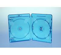 Amaray - Fundas para discos BluRay (50 unidades, 15 mm, con 2 compartimento), color azul