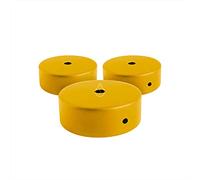 AMARCORDS - 3 Florónes de araña de metal, color MOSTAZA, carcasa de la lámpara completa con accesorios de abrazadera de cable, tornillos y soporte de techo. Diámetro 77 mm altura 26 mm