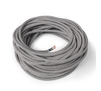 Amarcords - Cable de tela color BLANCO-NEGRO ZIG-ZAG, redondo, seda, 5 metros, con tierra 3x0,75 - Hilo eléctrico textil de color estilo clásico para lámparas bricolaje y iluminación vintage.