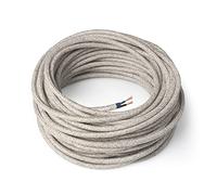 Amarcords - Cable de tela color CANVAS BEIGE, redondo, lino, 5 metros, con 2 conductores 2x0,75 - Hilo eléctrico textil de color estilo clásico para lámparas bricolaje y iluminación vintage.