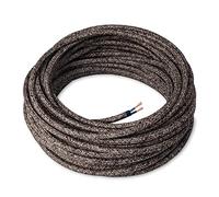 Amarcords - Cable de tela color CANVAS MARRÓN, redondo, lino, 3 metros, con 2 conductores 2x0,75 - Hilo eléctrico textil de color estilo clásico para lámparas bricolaje y iluminación vintage.