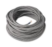 Amarcords - Cable de tela color LONA GRIS CLARO, redondo, lino, 3 metros, con 2 conductores 2x0,75 - Hilo eléctrico textil de color estilo clásico para lámparas bricolaje y iluminación vintage.