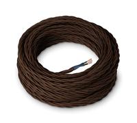 Amarcords - Cable de tela color MARRÓN, trenzado, seda, 50 metros, con tierra 3x0,75 - Hilo eléctrico textil de color estilo clásico para lámparas bricolaje y iluminación vintage.