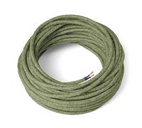 Amarcords - Cable de tela color OREGANO, redondo, cáñamo, 3 metros, con 2 conductores 2x0,75 - Hilo eléctrico textil de color estilo clásico para lámparas bricolaje y iluminación vintage.