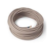 Amarcords - Cable de tela color TAUPE, redondo, algodón, 10 metros, con tierra 3x0,75 - Hilo eléctrico textil de color estilo clásico para lámparas bricolaje y iluminación vintage.