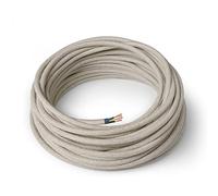 Amarcords - Cable de tela color TOBA, redondo, cáñamo, 3 metros, con tierra 3x0,75 - Hilo eléctrico textil de color estilo clásico para lámparas bricolaje y iluminación vintage.