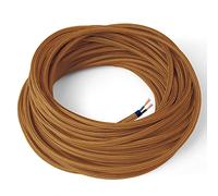 Amarcords - Cable de tela color WHISKY, redondo, seda, 10 metros, con 2 conductores 2x0,75 - Hilo eléctrico textil de color estilo clásico para lámparas bricolaje y iluminación vintage.