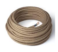 Amarcords - Cable de tela color YUTE, redondo, yute, 5 metros, con tierra 3x0,75 - Hilo eléctrico textil de color estilo clásico para lámparas bricolaje y iluminación vintage.