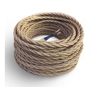 Amarcords - Cable de tela color YUTE, trenzado, yute, 50 metros, con 2 conductores 2x0,75 - Hilo eléctrico textil de color estilo clásico para lámparas bricolaje y iluminación vintage.