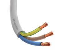 Amarcords - Cable eléctrico tripolar sección 3x1,5mm, color: BLANCO. Cable de alimentación redondo tipo H05VV-F, 20 metros