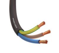 Amarcords - Cable eléctrico tripolar sección 3x1mm, color: NEGRO. Cable de alimentación redondo tipo H05VV-F, 5 metros
