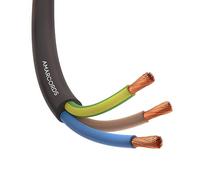 Amarcords - Cable eléctrico tripolar sección 3x2,5mm, color: NEGRO. Cable de alimentación redondo tipo H05VV-F, 15 metros