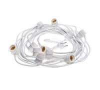 AMARCORDS - Cadena de luz BLANCO para exterior con portalámparas 11 E27, cable redondo, enchufe schuko, longitud 12,5 m. Unidos hasta 100 metros!