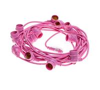 AMARCORDS - Cadena de luz ROSA para exterior con portalámparas 11 E27, cable redondo, enchufe schuko, longitud 12,5 m. Unidos hasta 100 metros!
