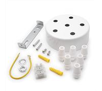 AMARCORDS - Kit Florón 6 agujeros color BLANCO, carcasa de la lámpara completa con accesorios de abrazadera de cable, tornillos y soporte de techo. Diámetro 100 mm altura 35 mm