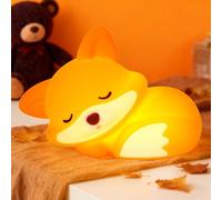 Amaredom - Lámpara Infantil Zorro de Silicona Suave, Luz Nocturna Bebé con Brillo Regulable y Apagado Automático 20 min, Regalo Único y Juguete Adorable por los Niños