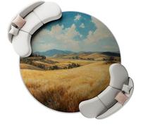 Amarillo Alfombra Salon Redonda 160 cm, Alfombra Dormitorio con Estampado Montañas Campos De Trigo, Lavable Lavadora Antiguo Alfombras Comedor Antideslizante Tapete para Cocina Halls Balcón