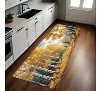 Amarillo Alfombras de Cocina Paisaje otoñal de abedules 40 x 120 cm Antideslizantes, Alfombras Modernas Lavables para Pasillo, Comedor y Entrada