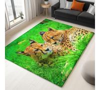 Amarillo Alfombras para Sala de Estar - Pastizales Animales Leopardo Alfombras patrón para Dormitorio 120 x 180 cm, Moderno Alfombra de Cocina Que no Suelta Pelo de Pelo Corto para Pasillo Oficina