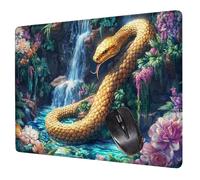 Amarillo Alfombrilla Raton Gaming 300x250x3mm, Alfombrilla Escritorio Serpiente Mouse Pad con Base Goma Antideslizante, con Bordes cosidos, Superficie Impermeable, para Oficina PC Tapete Rato H0-414