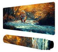 Amarillo Alfombrilla Ratón XXL 700x300x3mm,Alfombrilla Ratón Tigre Patrón Diseño con Impermeable Antideslizante Mouse Pad,Bordes Reforzados Resistente Protector Escritorio para Oficina,Regalos J1-412