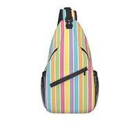 Amarillo Azul Pastel Stripe Sling Backpack Crossbody Chest Bag Daypack para Viajes de Senderismo