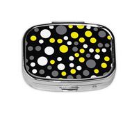 Amarillo Blanco Lunares Negros, Pastillero cuadrado para bolsillo o monedero, pequeño contenedor de pastillas, organizador de pastillas de viaje