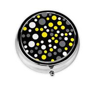 Amarillo Blanco Lunares Negros, Pastillero, Pastillero redondo Pequeño contenedor de pastillas Organizador de pastillas de viaje