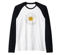 amarillo blanco margaritas flores jardín floral hermoso arte Camiseta Manga Raglan