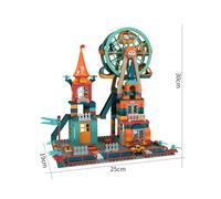 (AMARILLO) Bloques de construcción de castillos de arquitectura de pista de canicas, autos, figuras de acción,