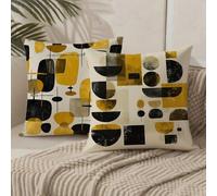 Amarillo Cojines Exterior Negro Fundas Cojines 45x45 2 Piezas Terciopelo Impermeable Fundas Almohadas Sofa Impresión de Doble Cara, Patio Jardín Terraza Salón Interior/Exterior Decor, Regalos 1B-456
