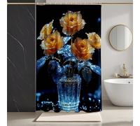 Amarillo Cortina de Ducha 160x200cm, Cortina Ducha Rosa Cortinas de Baño HD Impresión Poliester Lavable Cortinas Baño con 12 Anillas Dobladillo Ponderado para Familia, Hotel, Bañeras -zpg25073A9